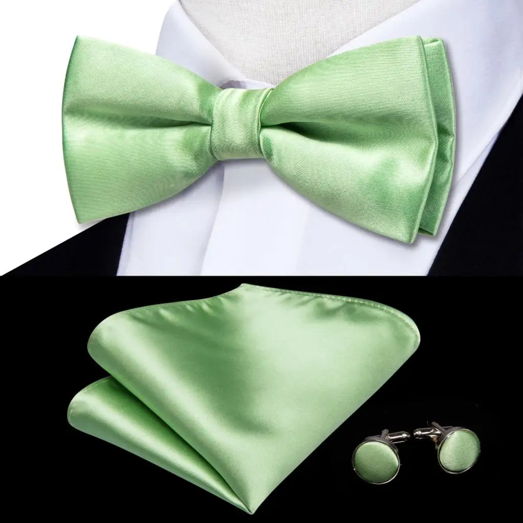 Sage Mint Grass Teal Green Mens Bow Tie Hankerchief Cufflinks Qme LDLH0563