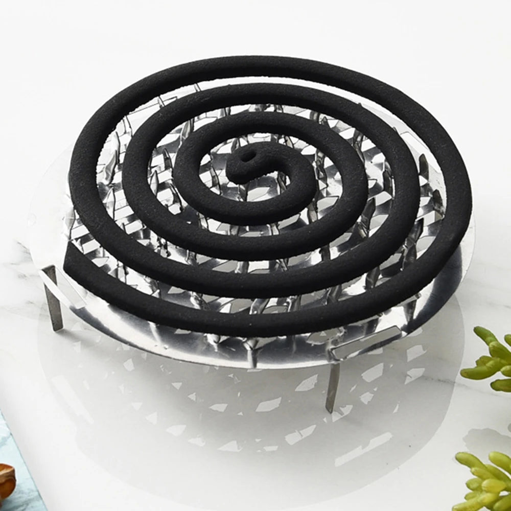 Stainless Steel Mosquito Coils Holder round Tray with Cover Easy to Clean Anti-Mosquito Supplies for Outdoor Picnic Travel Qme