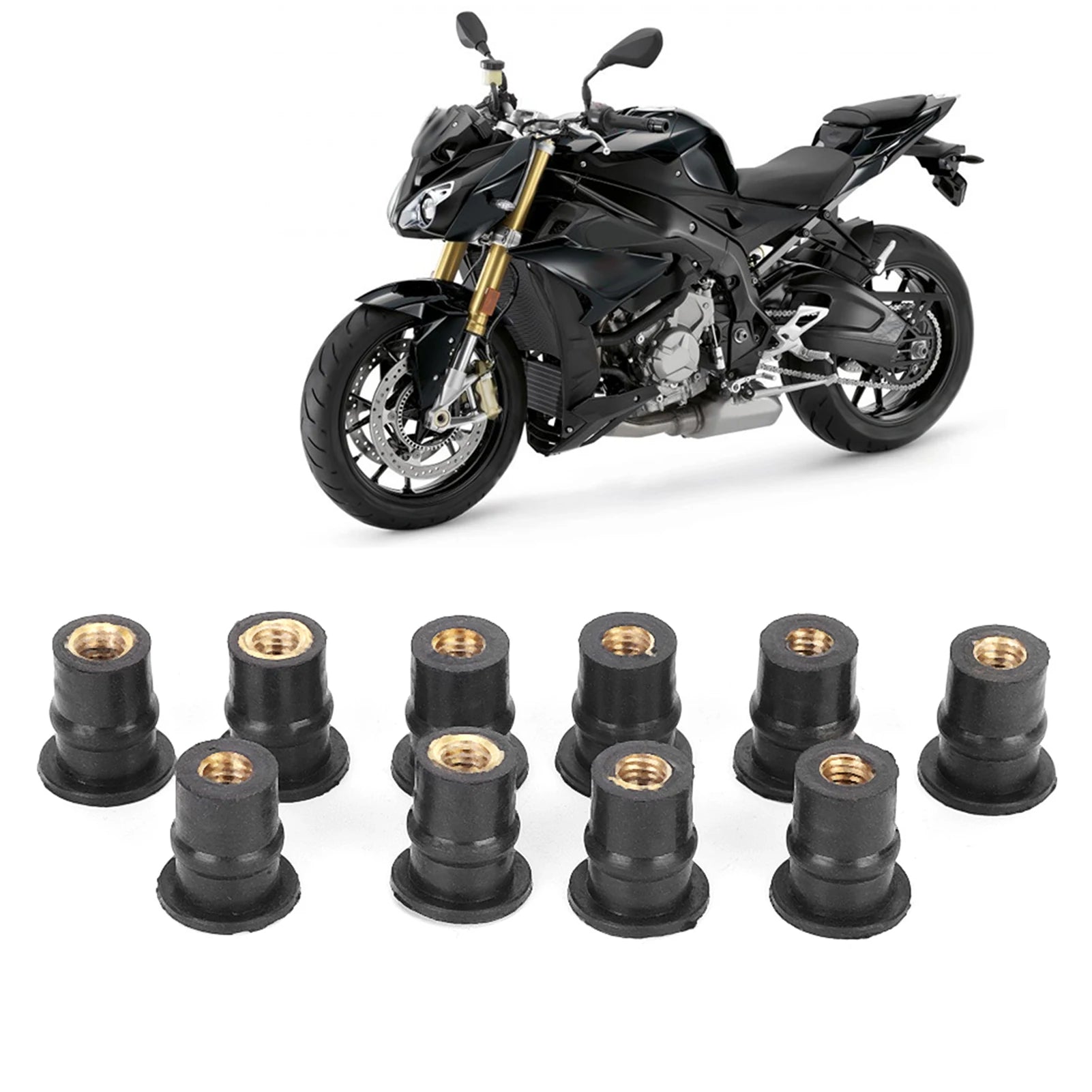 M5 Rubber Well Nuts 5mm/0.2in Metric Motorcycles Bolts Wellnut Rubber Well Nuts Well Nuts Kit Bolts Qme