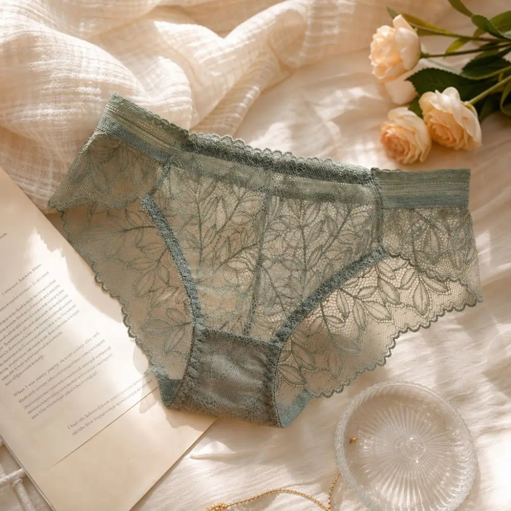 Lingerie Low Waist Women's Panties Transparent Hollow Out Lace Briefs Qme