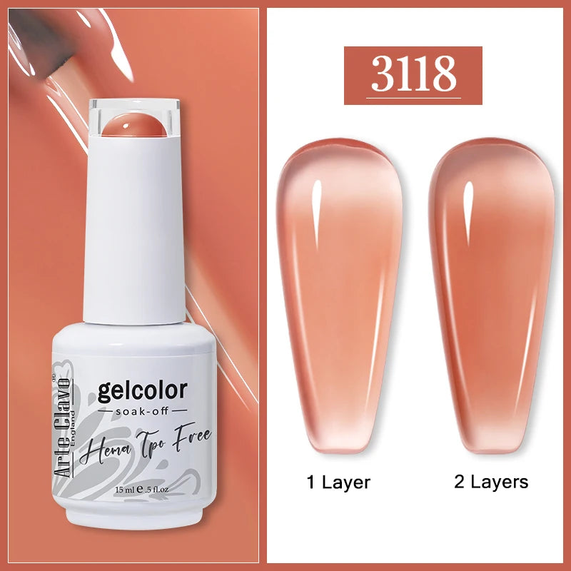 Arte Clavo Jelly Transparent Gel Nail Polish Summer Nude Pink Semi