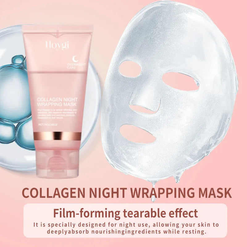 Collagen Overnight Wrapping Peel Off Facial Mask Set Korean Collagen Night Wrapping Mask Deeply Hydrates Night Care Mask Cream Qme
