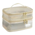 Travel Makeup Bag Handheld Mesh Storage Double Layer Cosmetic Pouch Qme C
