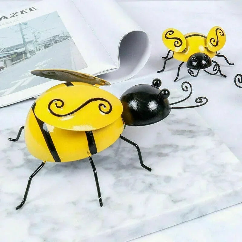 4PCS Decorative Metal Art Bumble Bee Backyard Garden Accents Wall Ornament Patio Decoration Outdoor Decor Garden Statues 2023 Qme