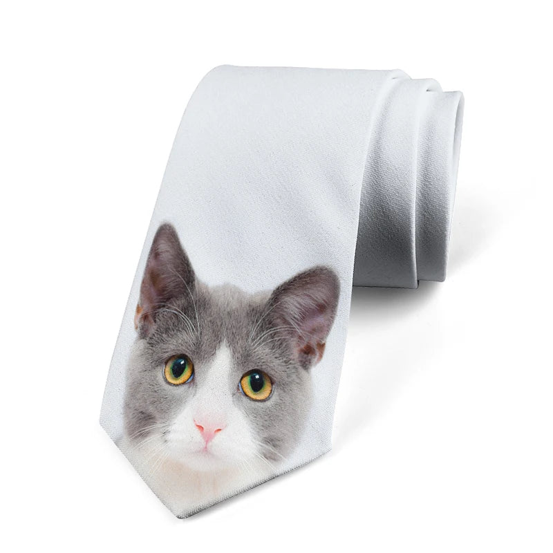 Fashion Cat Face Print Tie Casual Funny Novelty Men's Unique Qme style2