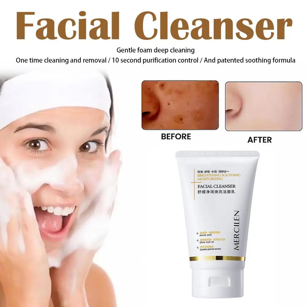 MERCILEN Facial Cleanser Face Wash Foam Skincare Moisturizing Skin Brightening Rejuvenation Face Cleanser Skin Care Qme