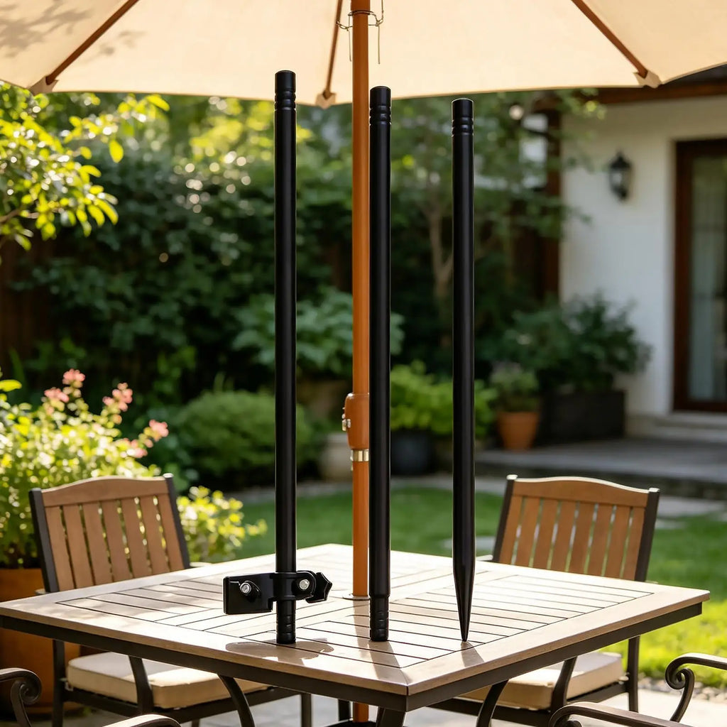 Beach Umbrella Base Metal Heavy Duty Sand Clamp Stand Grass Outdoor Qme