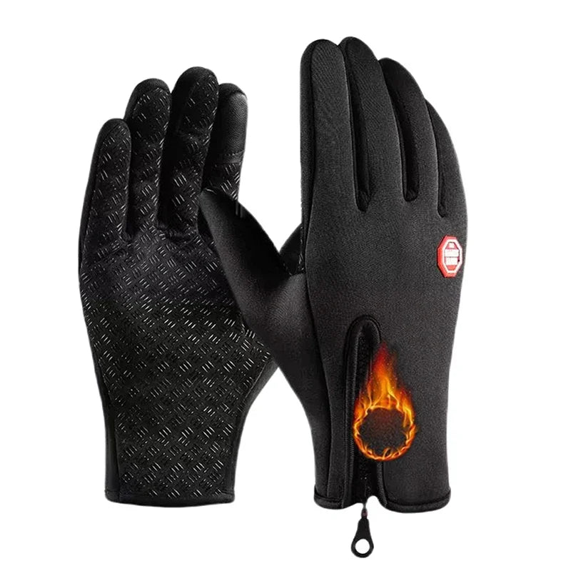 Winter Warm Cycling Gloves Touchable Screen Gloves Non slip Gloves Sports Gloves Qme black M