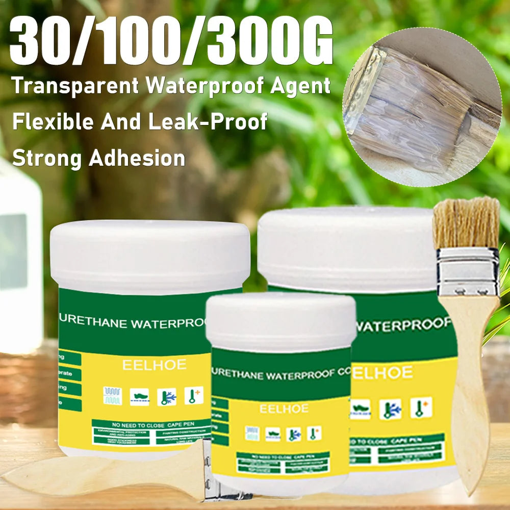 Transparent Waterproof Agent With Brush Coating Sealant Agent 30/100/300g Polyurethane Glue For Home For Roof Bathroom Qme