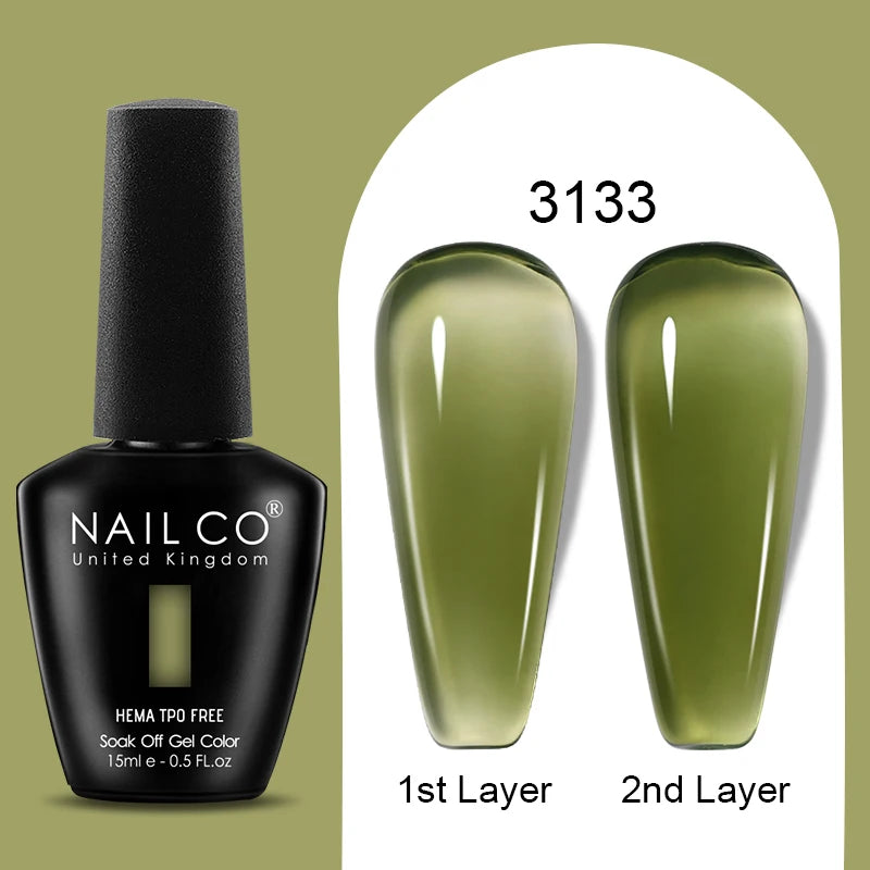 Nailco Jelly Gel Nail Polish Transparent Varnishes 44 Colors Red Pink