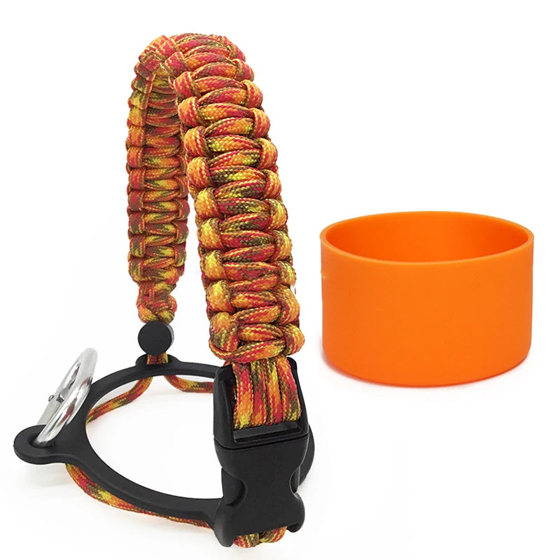 Silicone Non-slip Base Cover Paracord Hand-woven Water Cup Carrying