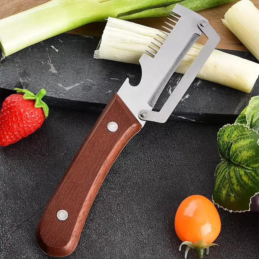 Vegetable Peeler Stainless Steel Wooden Handle Multifunctional Qme