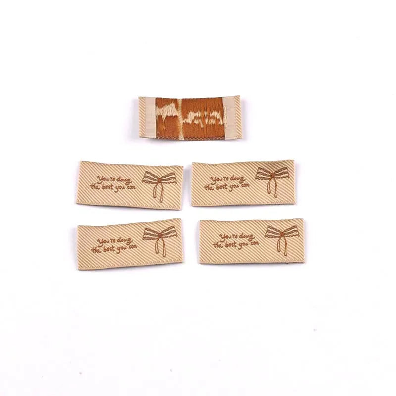 30pcs 44x20mm White/Black/Coffee Knitted Bow Label DIY Sewing Crafts Clothes for Headwear/Clothing/Shoes/Bags cp3841 Qme 44x20mm-5