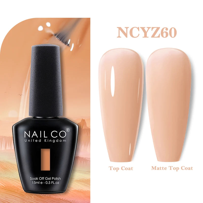 NAILCO Rubber Base Gel Polish Milky Pink Jelly White Beige 6Colors