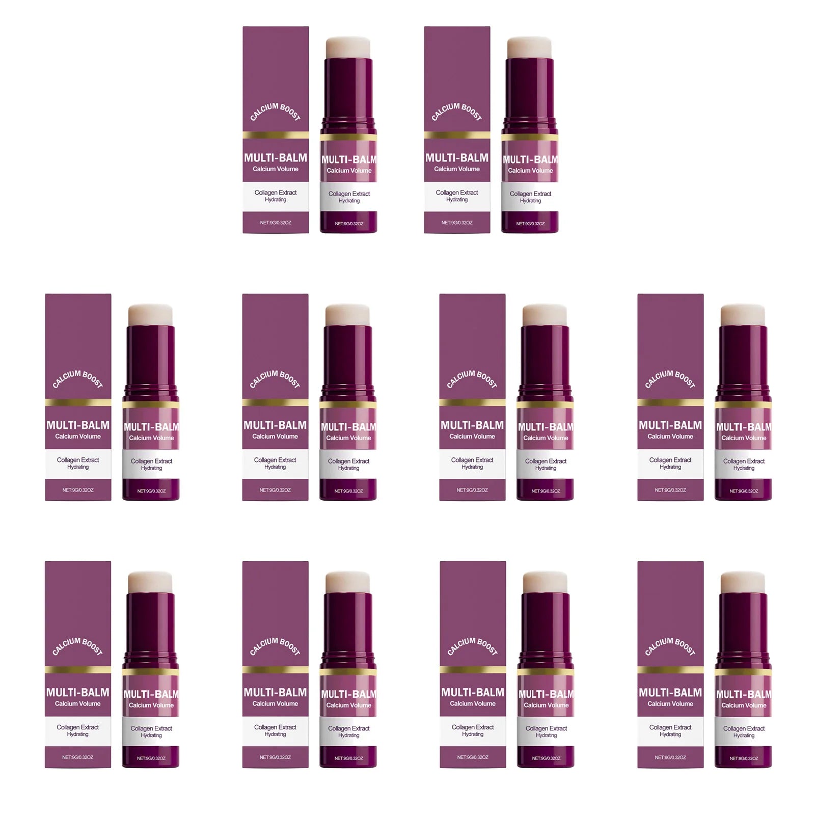 Multi Balm Calcium Volume Firming Skin Hydrating Nourishing Smoothing Collagen Moisturing Stick Suitable for Eyes Neck Face Qme 10Pcs