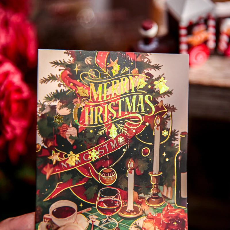 Christmas Greeting Card Single Sheet Holiday Greeting Card for Xmas Gift Wrapping Party Decoration Festive Celebration Qme