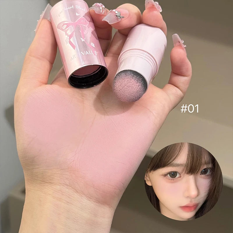 ART VALUE Blush Powder Stick Single Color Lasting Matte Monochrome Blush Orange Nude Makeup Stick Contouring Shadow Blusher Qme 01