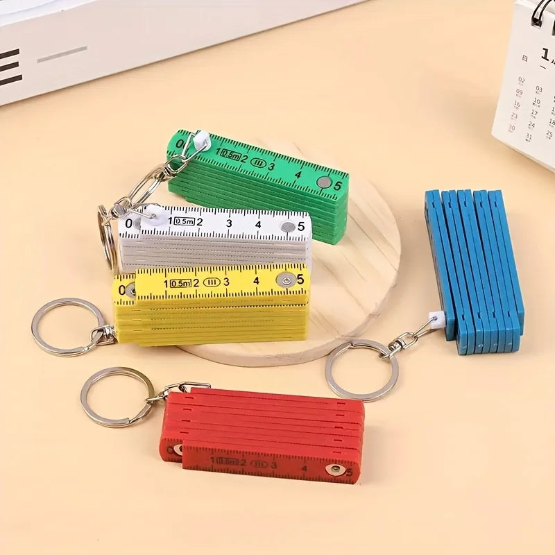 Mini Folding Ruler Keychain Portable Plastic Measuring Tape Qme