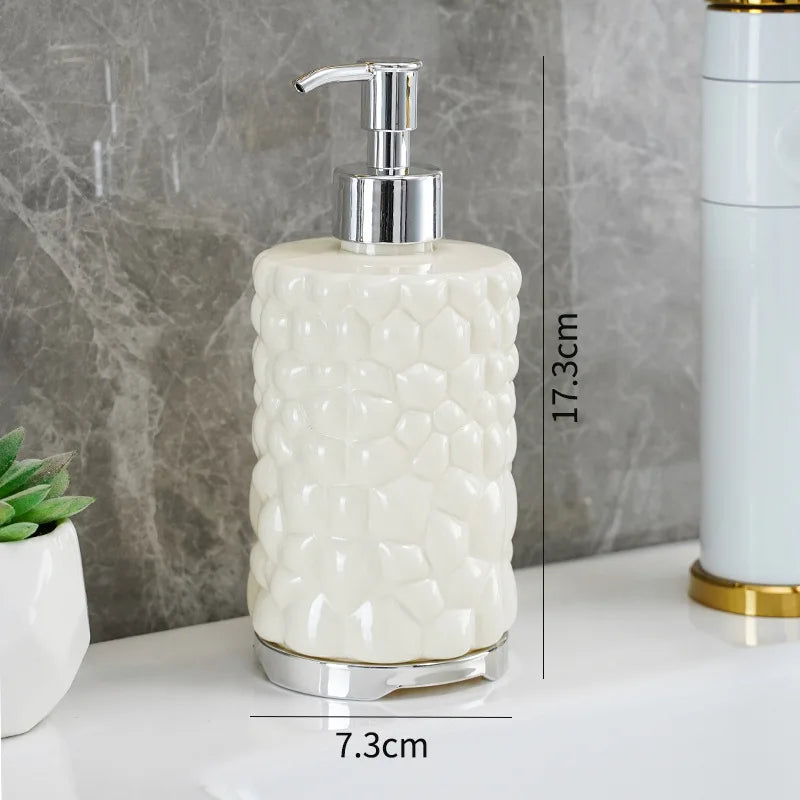 2-Piece Press-type Travel Dispenser Bottle,Foaming Bottle for Bathroom Shampoo Shower Gel Hand Soap,Toiletries Storage Container Qme WhiteCrocodil-Circle 2PCS