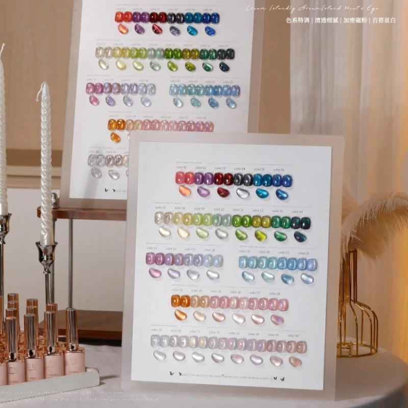 36 Colors Cat Eye Gel Polish Set, 15ml Magnetic Soak Off UV LED Gel Nail Kit, Fine Nano Pigment Shimmer Nail Art Manicure Qme