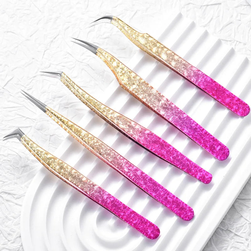 Eyelash Tweezers Ice Flower Anti-static 3D Accurate Eyebrow Grafting Qme