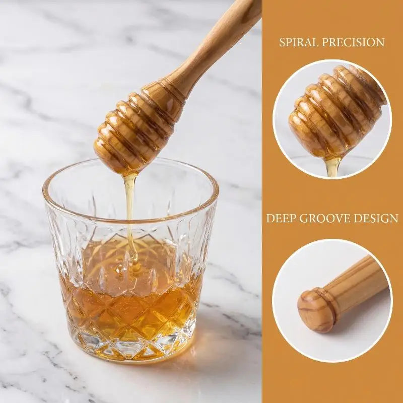 Olive Wooden Honey Dipper Stick Spoon Jars Stirrer Ideal Tea Kitchen Qme