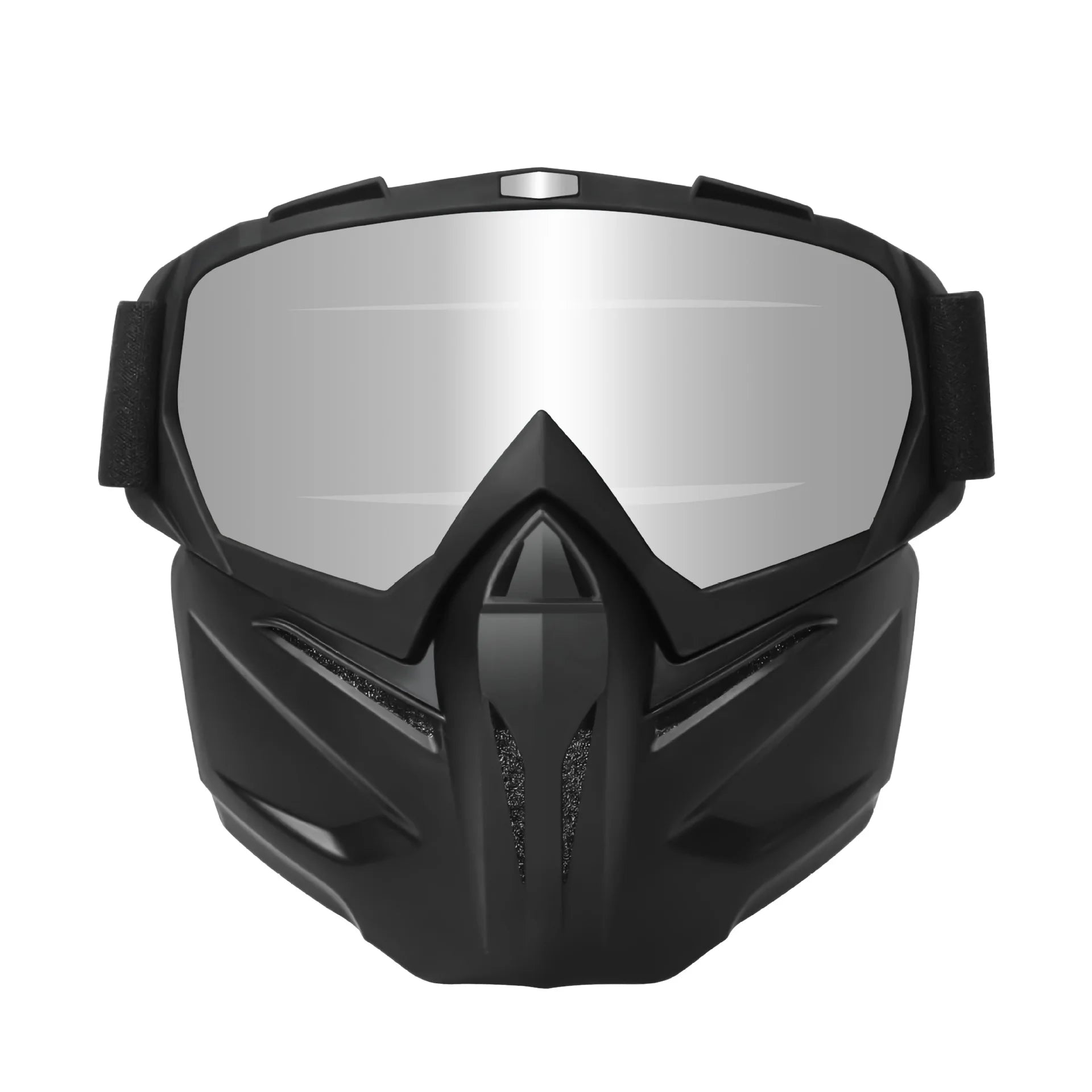 Vintage Motorcycle Helmet Mask Anti-Explosion Windproof Breathable Dustproof Riding Face Shield for Bikers Qme Black-Silver