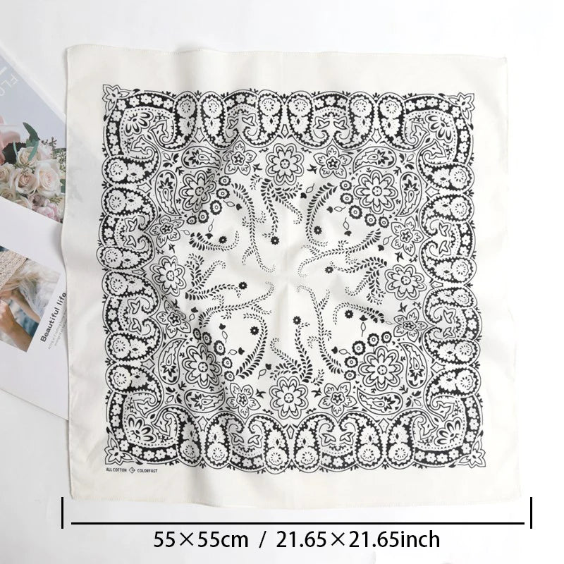 Hip Hop 100 Cotton Bandana Square Scarf Black Paisley Riding Headband Qme