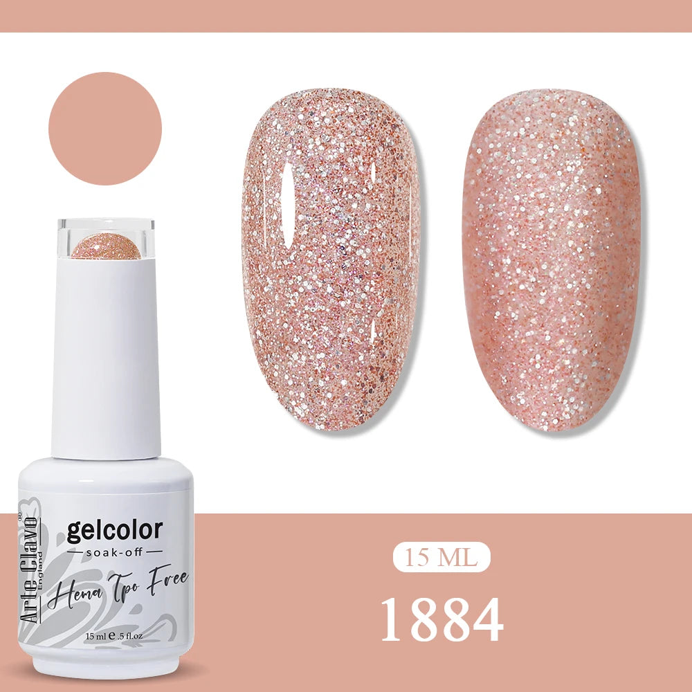 Arte Clavo Glitter Gel Nail Polish HEMA TPO Sliver Champagne