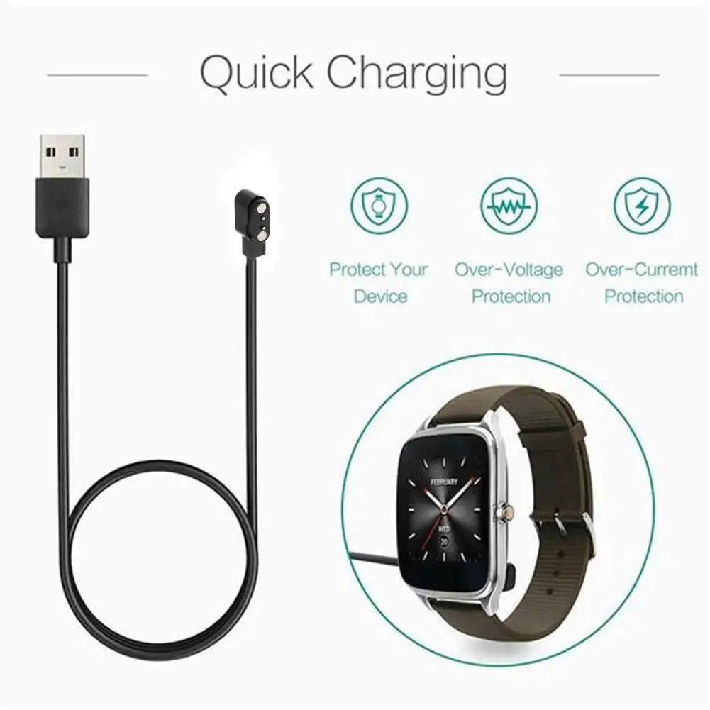 80cm USB Universal Magnetic Charger 2-pin Spacing 2.84mm For Smart Wristband Watch For Miband 6 Bracelet Smartwatch Accessories Qme