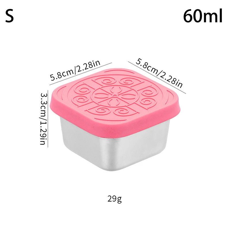 1 Stainless Steel Salad Box Snack Seasoning Container Silicone Lids Qme S Pink