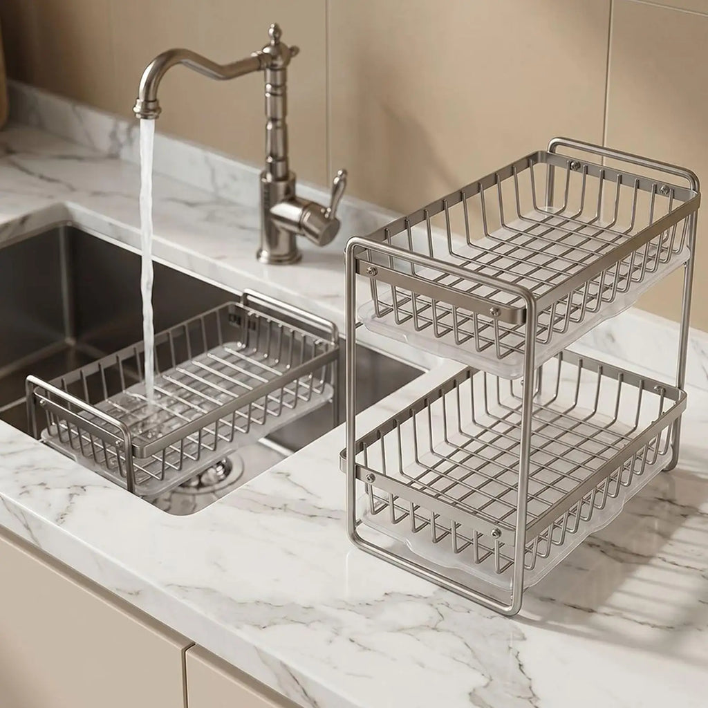 Glass Drying Rack Rust-Proof Stainless Storage Basket With Drainage Tray Anti-Moisture Small Dish Drying Rack For Tableware Qme
