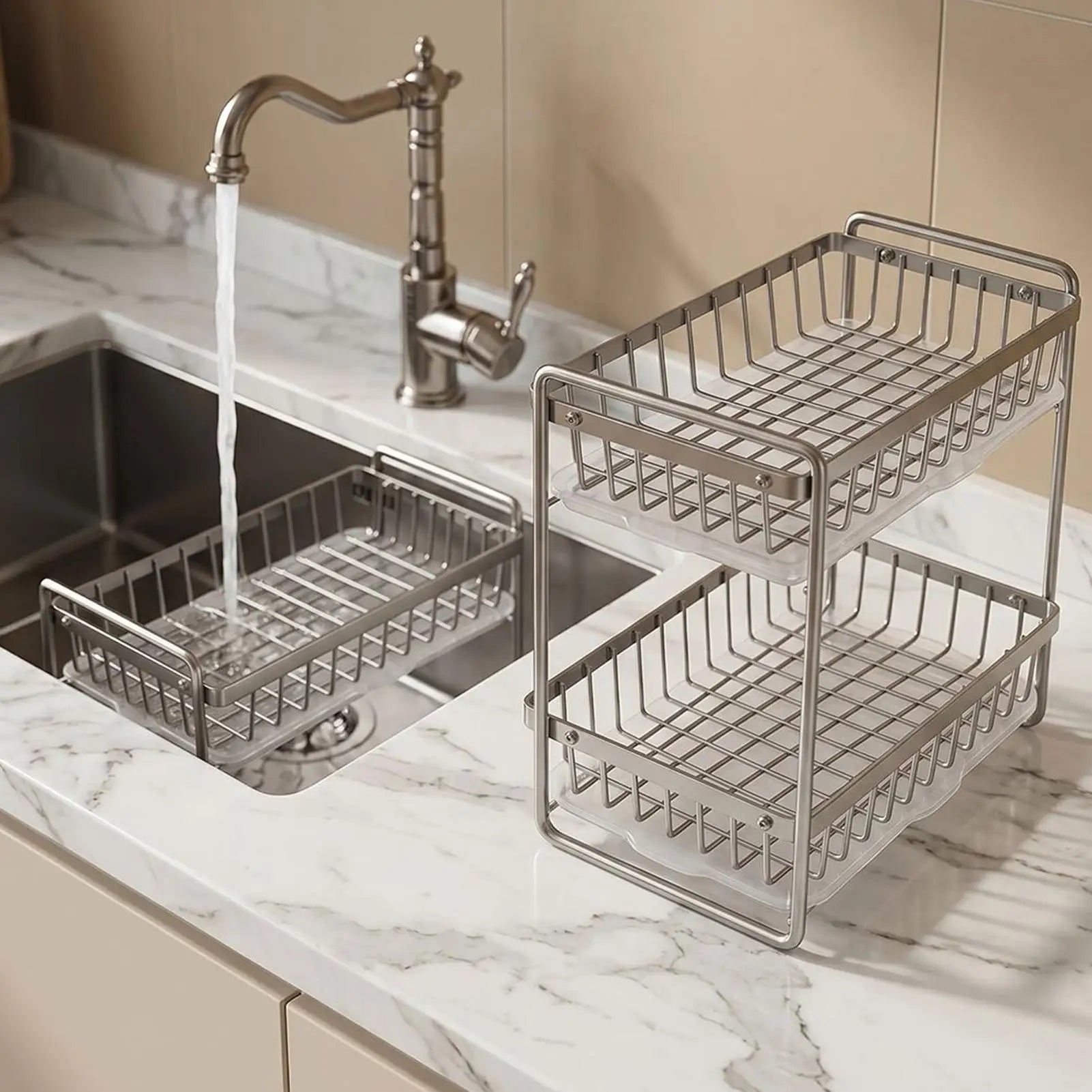Glass Drying Rack Rust-Proof Stainless Storage Basket With Drainage Tray Anti-Moisture Small Dish Drying Rack For Tableware Qme