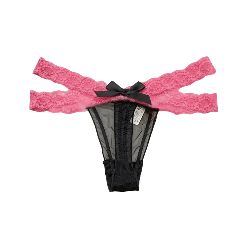 Sweet Low Waist Lace Thongs Transparent Lingerie Ladies T-back Briefs Qme Black Peach One Size 1pc