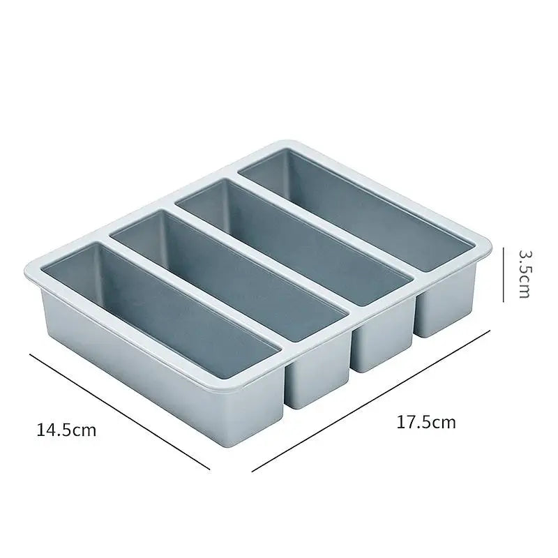 Food Storage Ice Cube Mold Giant Silicone Freezer Trays Lid 4-Cubes Qme Without cover Blue