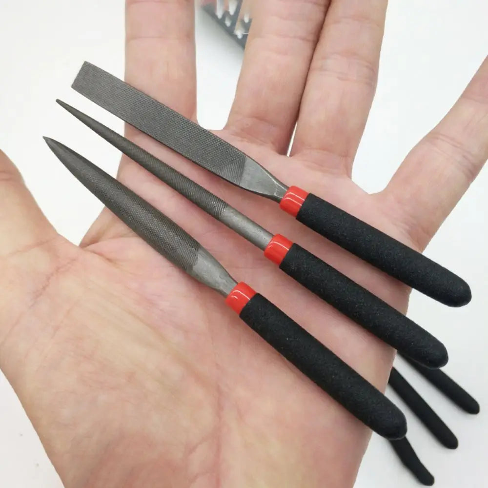 Set Hand Tool Small Steel Files Craft Carpentry Tools Needle Flat File Flat File 118mm Length Needle Filing Metal Qme