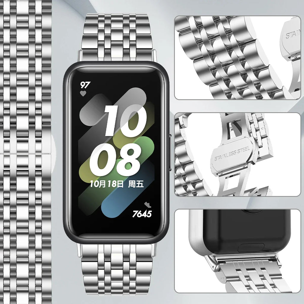 Stainless Steel Strap For Samsung Galaxy Fit 3 Metal Bracelet Luxury Bussiness Band For Samsung Galaxy Fit3 SM-R390 Accessories Qme