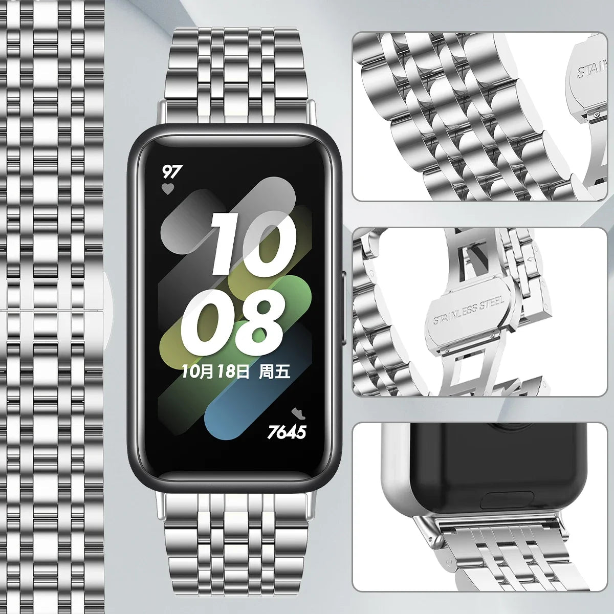Stainless Steel Strap For Samsung Galaxy Fit 3 Metal Bracelet Luxury Bussiness Band For Samsung Galaxy Fit3 SM-R390 Accessories Qme
