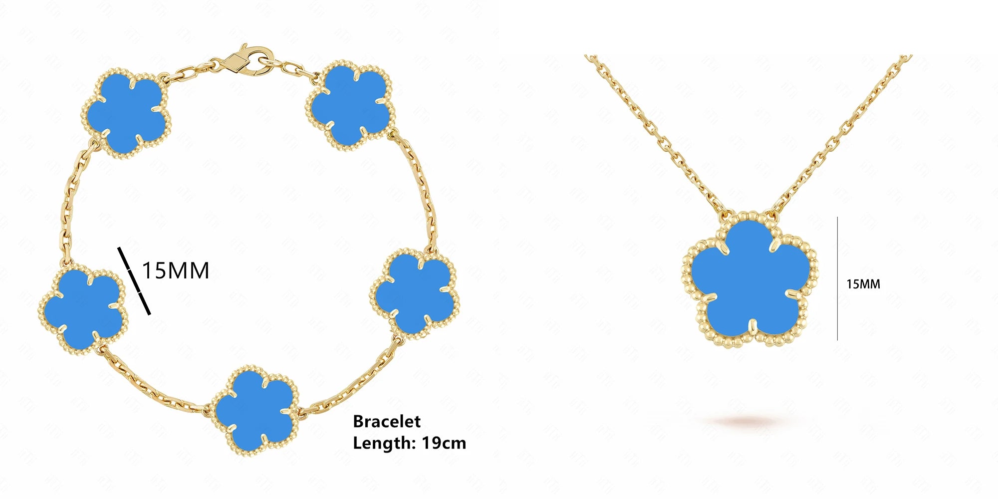 INS Hot Selling 15mm Natural Stone Five Leaf Flower Set Bracelet Necklace Flower Jewelry For Women Free Shipping For Daily Wear Qme