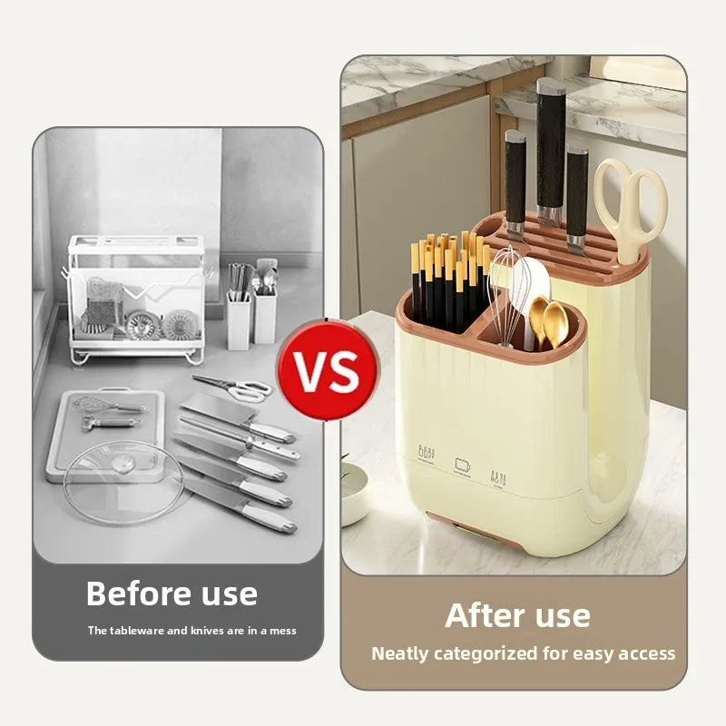 Multi-function Kitchen Knife Holder Cutting Board Storage Drain Rack Qme
