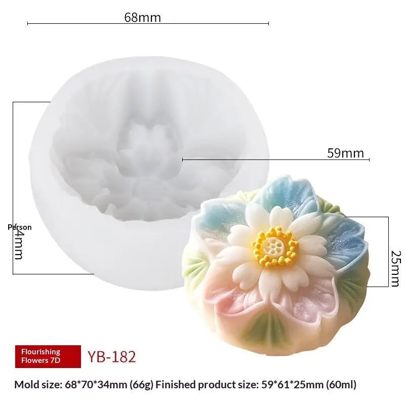 Flower Rice Cake Silicone Mold Non-stick Shape Mooncake Mung Bean Qme M