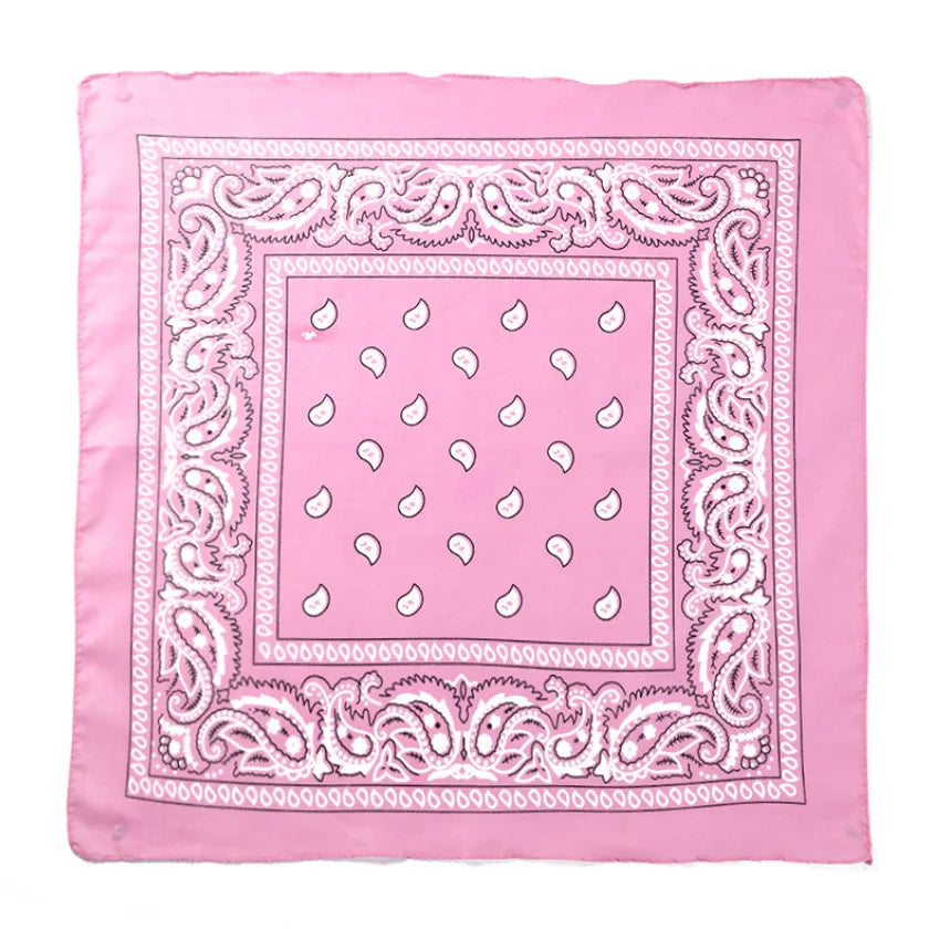 Fashion Hip Hop Bandana Kerchief Unisex Black Hair Band Neck Scarf Qme Pink 55CM-55CM