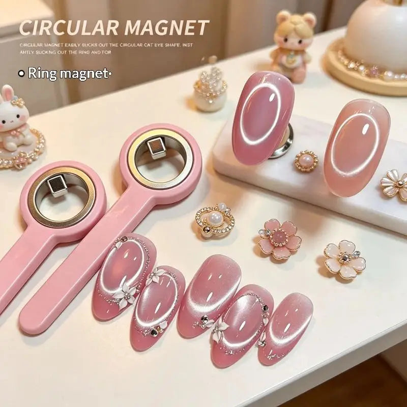 Ring Shaped Cat Eye Magnet Handle Nails Create Hollow Effects Qme