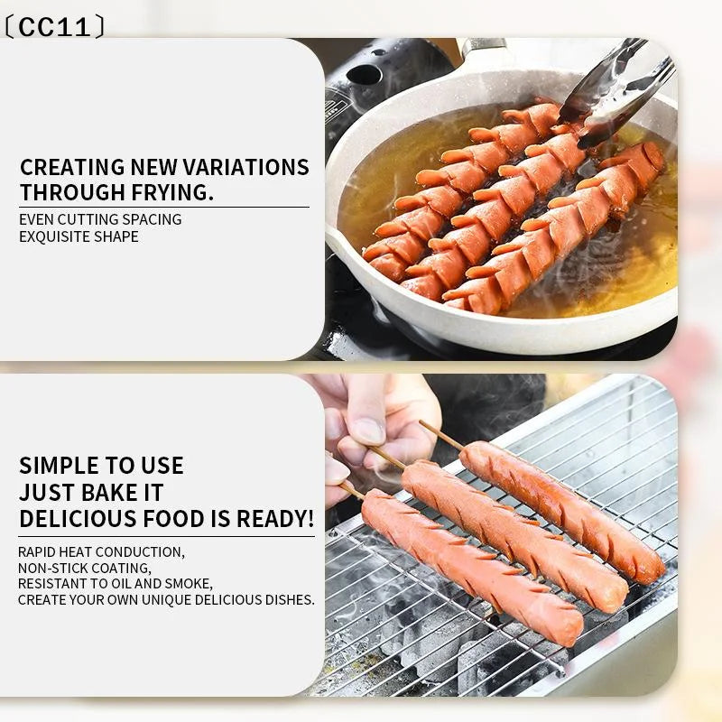 Kitchen Gadget Dog Sausage Slicer Tool Plastic Multifunctional Cutter Qme