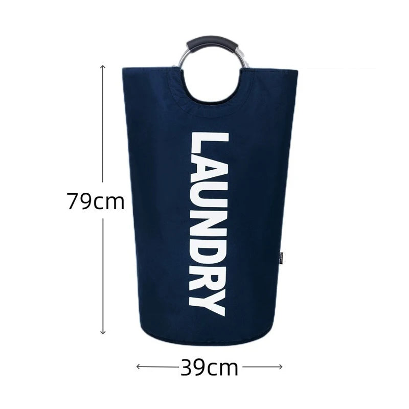 Oxford Fabric Waterproof Laundry Bag Dirty Clothes Storage Basket Qme 90L Navy blue