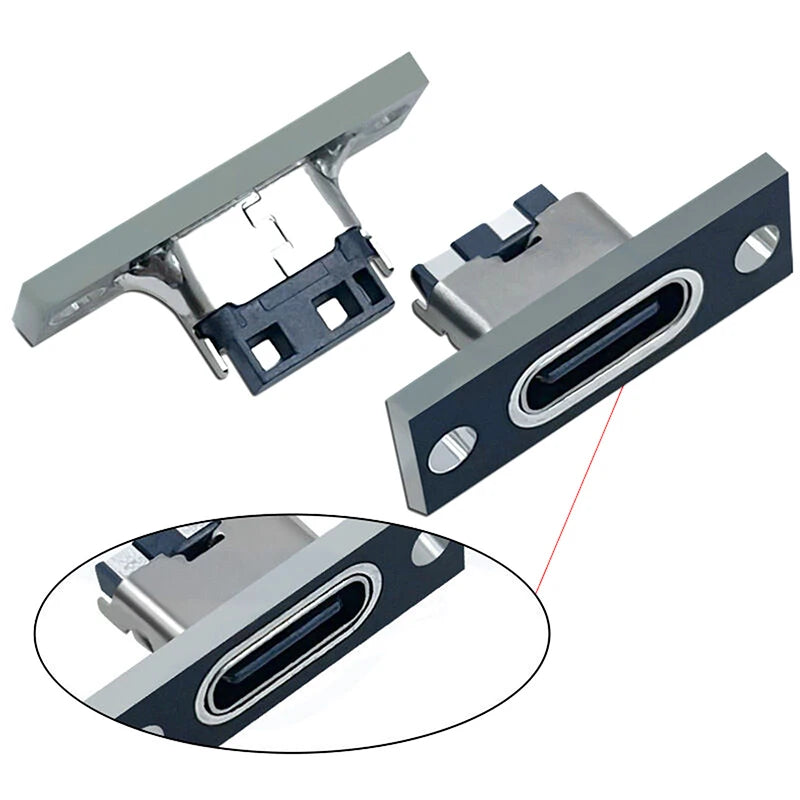 5Pcs USB 3.1 Type C Socket With Screw Fixing Plate Type-C USB Jack 3.1 Type-C 2Pin 4Pin Female Connector Jack Charging Port Qme
