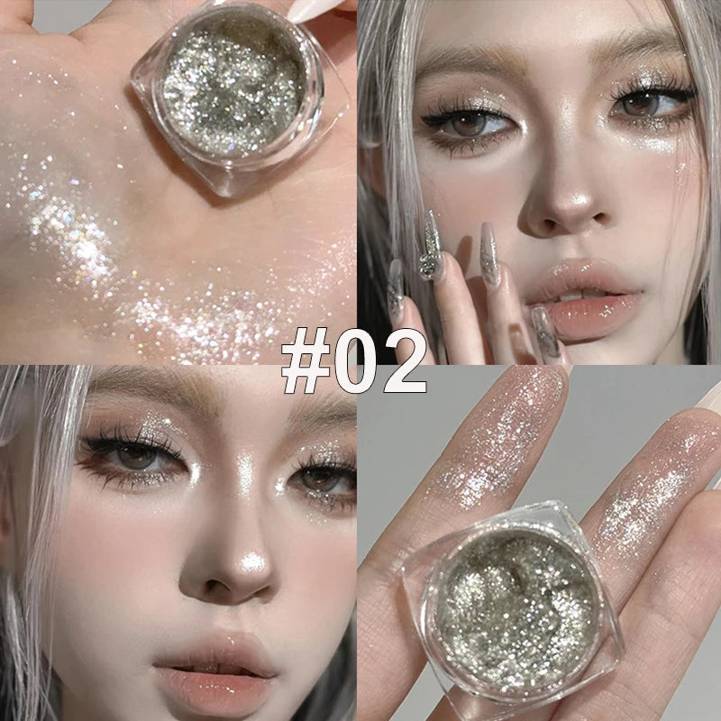 Metallic Shimmer Eyeshadow Gel Matte Highlighting Palette Light Qme 02
