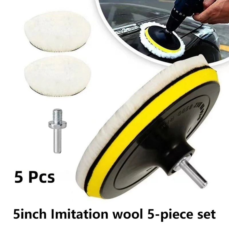 3 4 Polishing Car Pad Waxing Sponge Disk Wool Wheel Auto Paint Care Qme 5inch