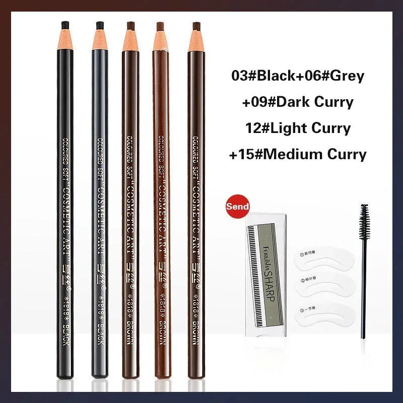 Waterproof Art Tint Makeup Eye Brow Pen 5pcs Professional Microblading Pencil Eyebrow Tattoo Tint Enhancers Cosmetic Wholesale Qme 5Pcs-Mix