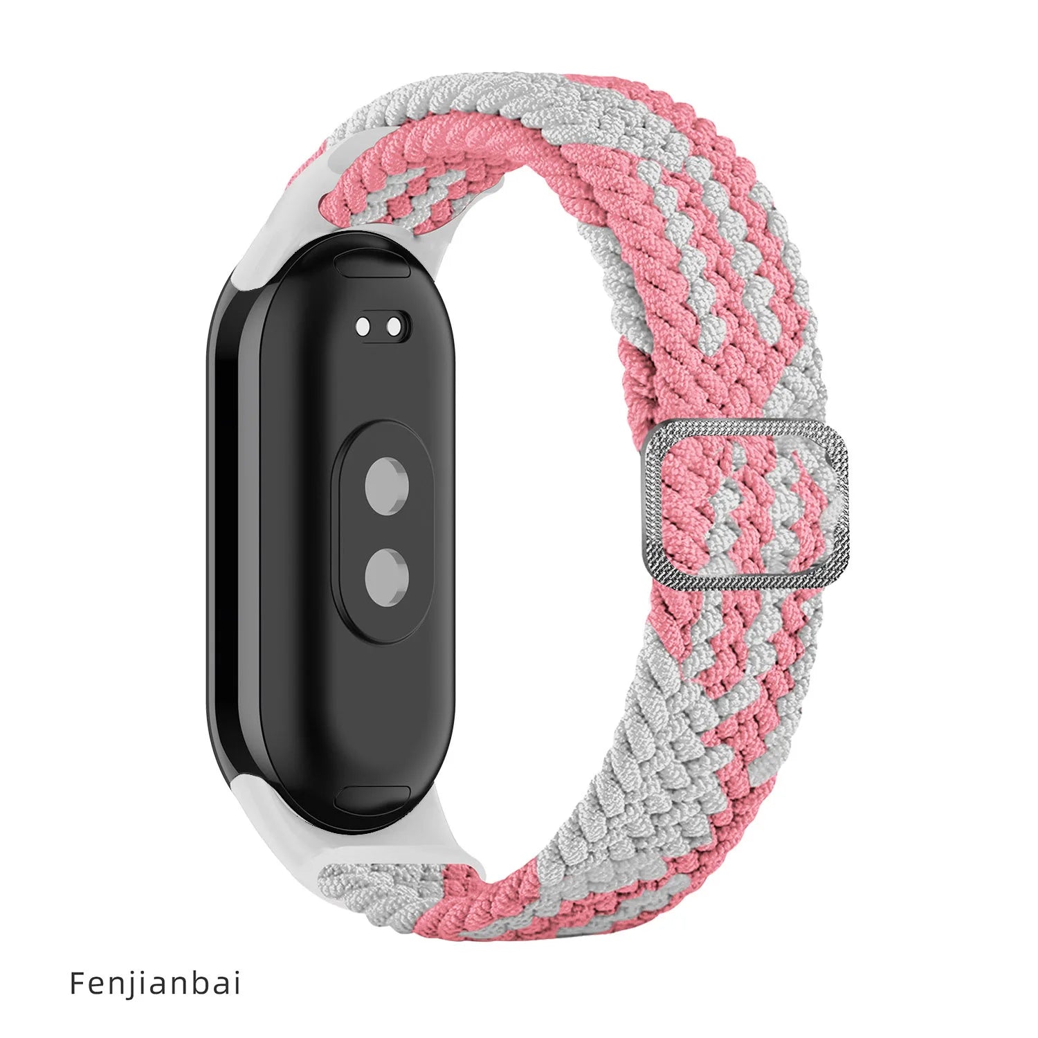 Elastic Nylon Adjustable Watchband for Xiaomi Mi Band 8 / NFC Replacement Bracelet Men Women Sport Strap Qme Pink White